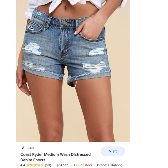 Billabong Coast Ryder Medium Wash Distressed Denim Jean Shorts Size 26 - Picture 12 of 12